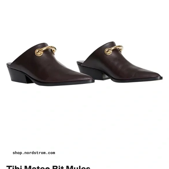 Tibi Mateo Mules in Prune, Sleek Pointed-Toe Design shoes size 36.5